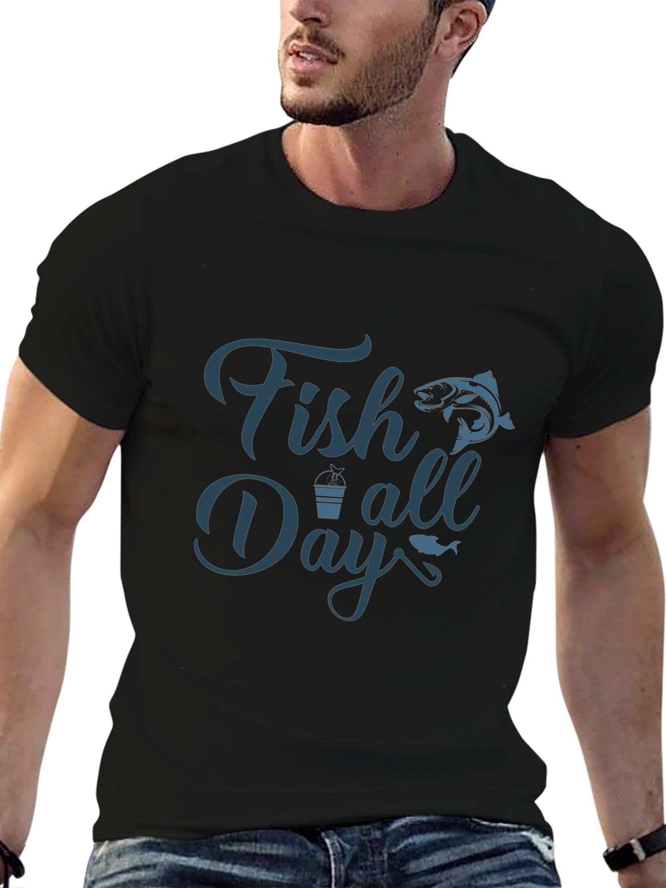 Fish All Day Graphic Tee - Mens Black T-Shirt