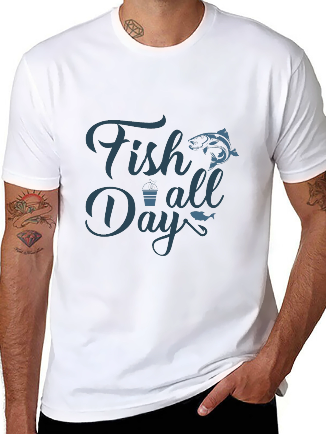 Fish All Day Graphic Tee - Mens Black T-Shirt