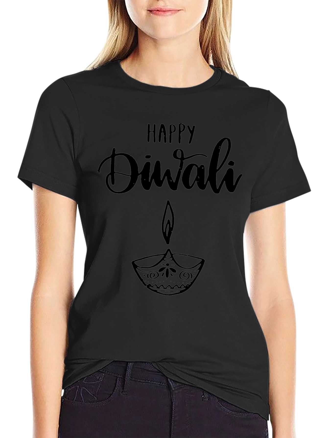 Happy Diwali Graphic T-Shirt - Black