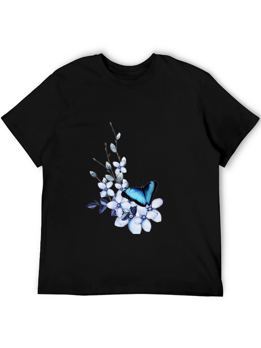 Butterfly Floral Black Tee