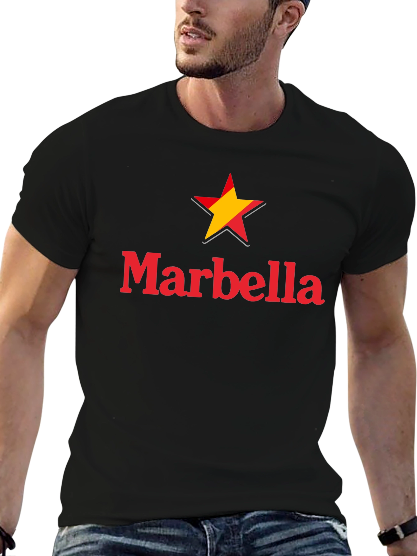 Marbella Star Graphic Black T-Shirt