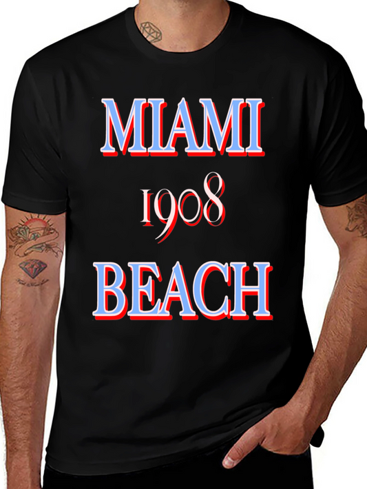 Miami Beach 1908 Graphic Tee - Retro Style