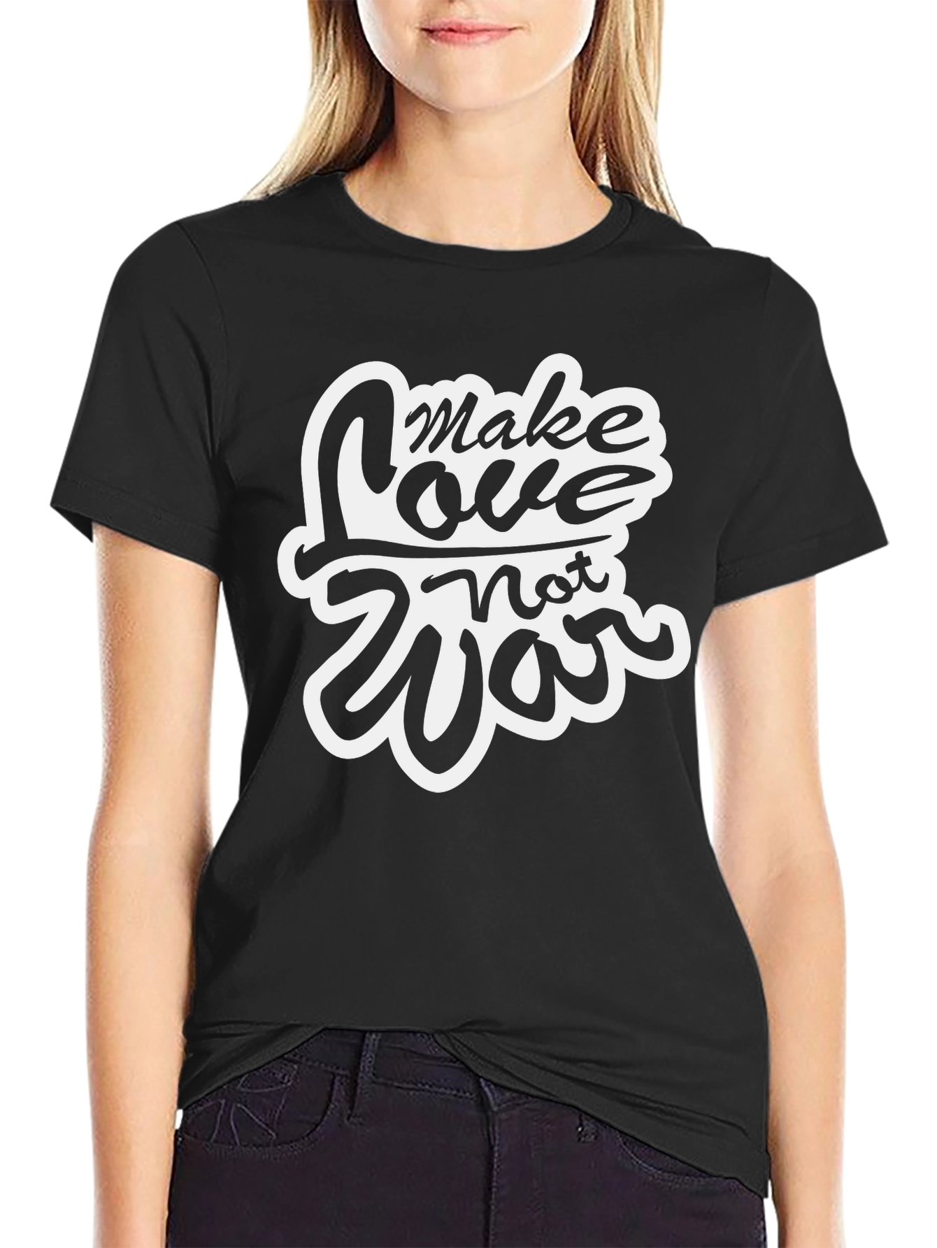 Make Love Not War Graphic Tee - Black