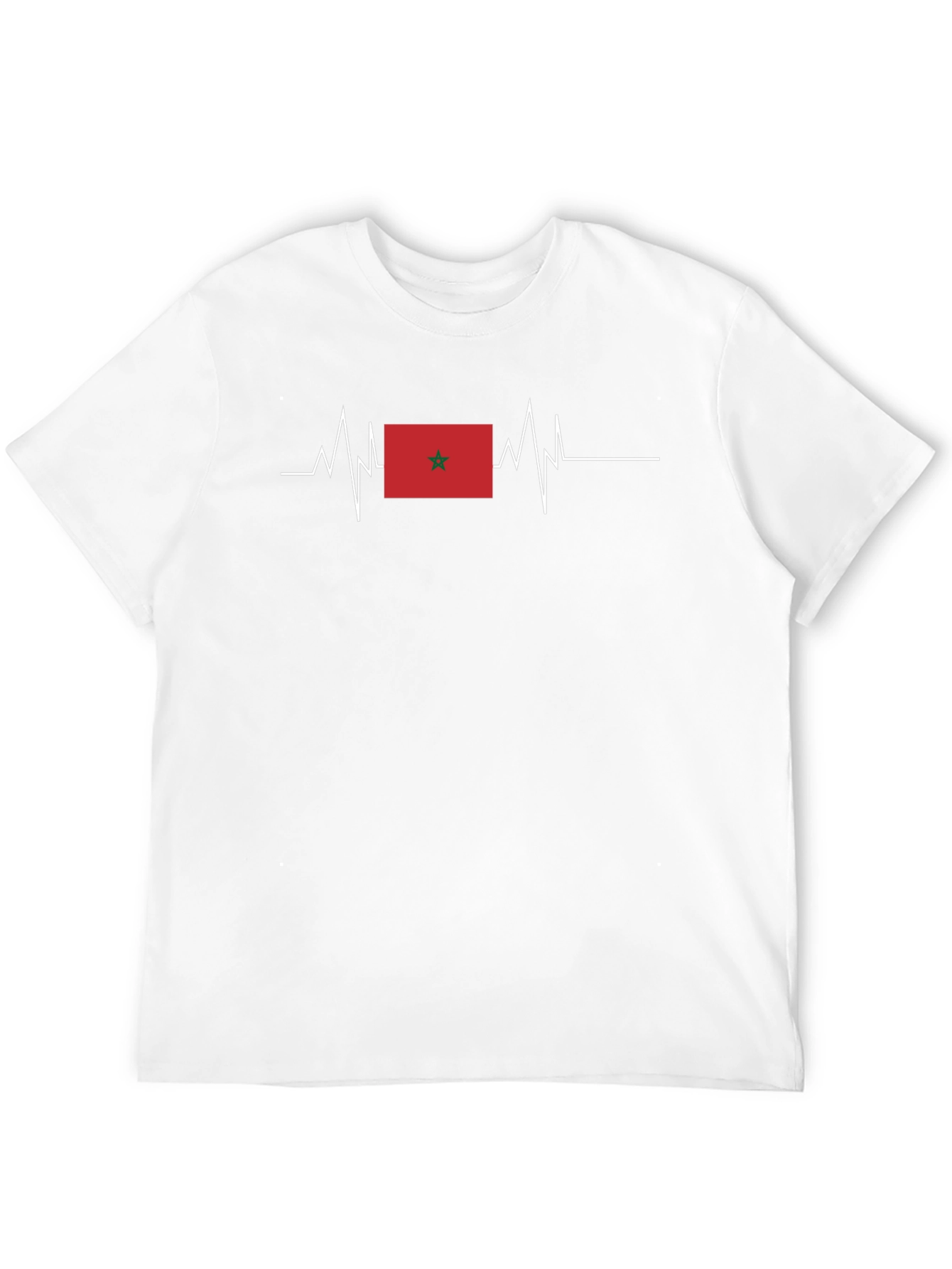 Morocco Flag Heartbeat T-Shirt - Black