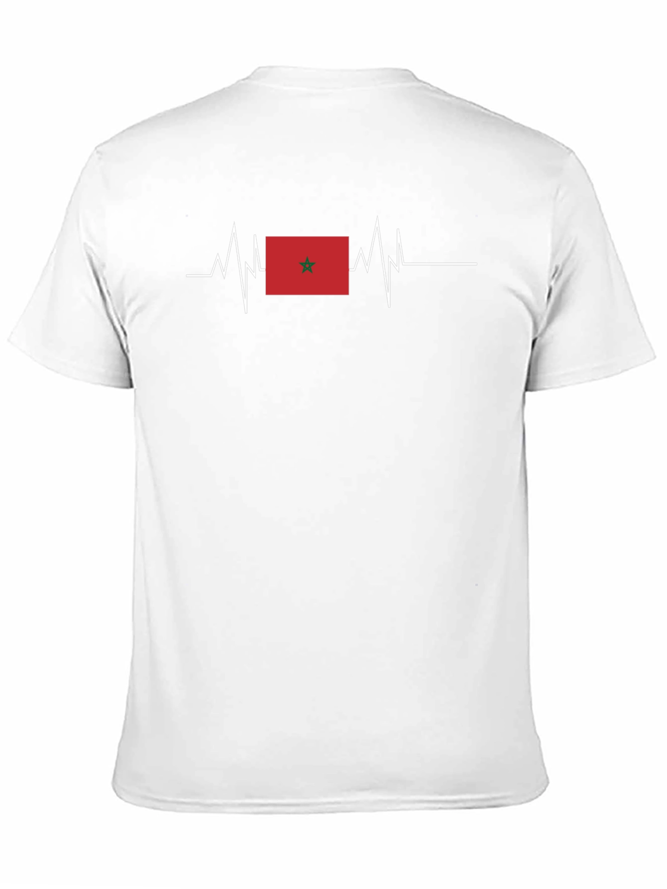 Morocco Flag Heartbeat T-Shirt - Black