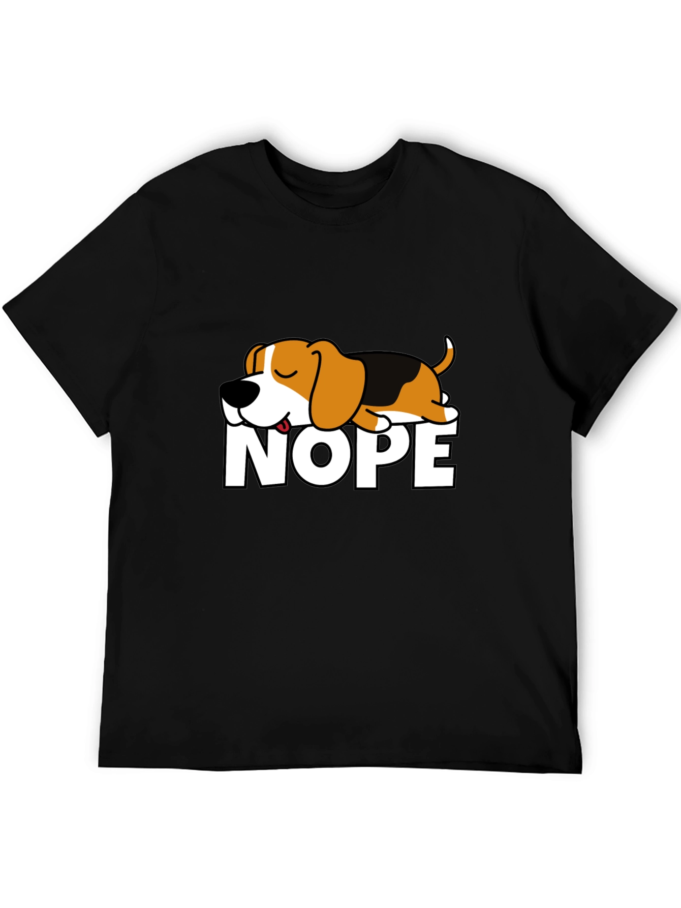Nope Dog Graphic T-Shirt - Funny Sleepy Beagle Tee
