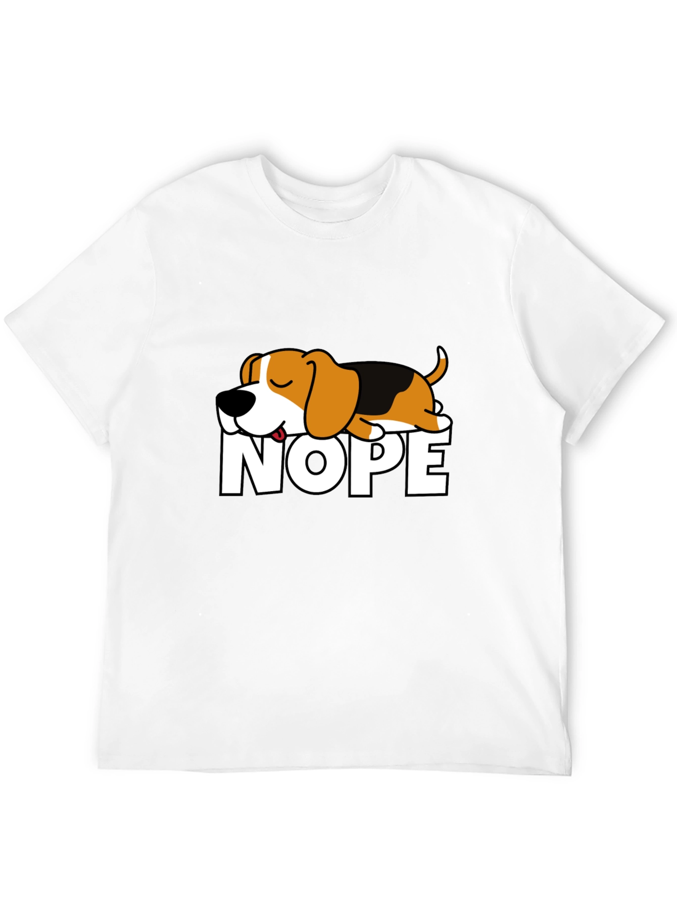 Nope Dog Graphic T-Shirt - Funny Sleepy Beagle Tee