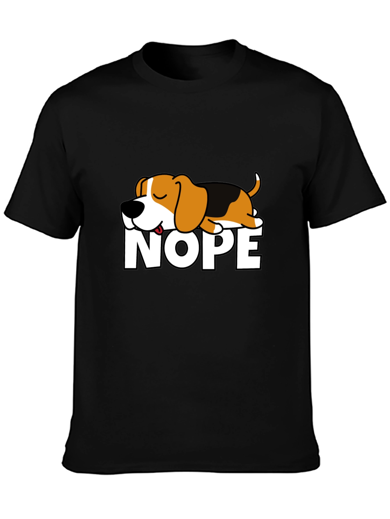 Nope Dog Graphic T-Shirt - Funny Sleepy Beagle Tee