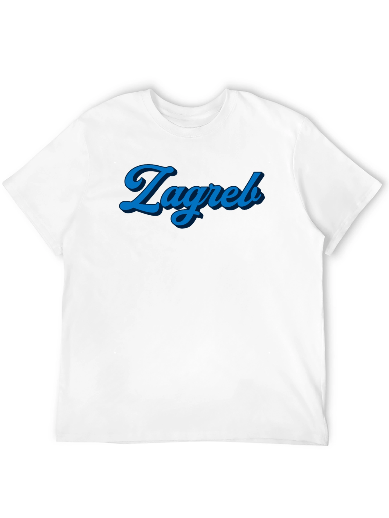 Zagreb Blue Script Graphic Black T-Shirt