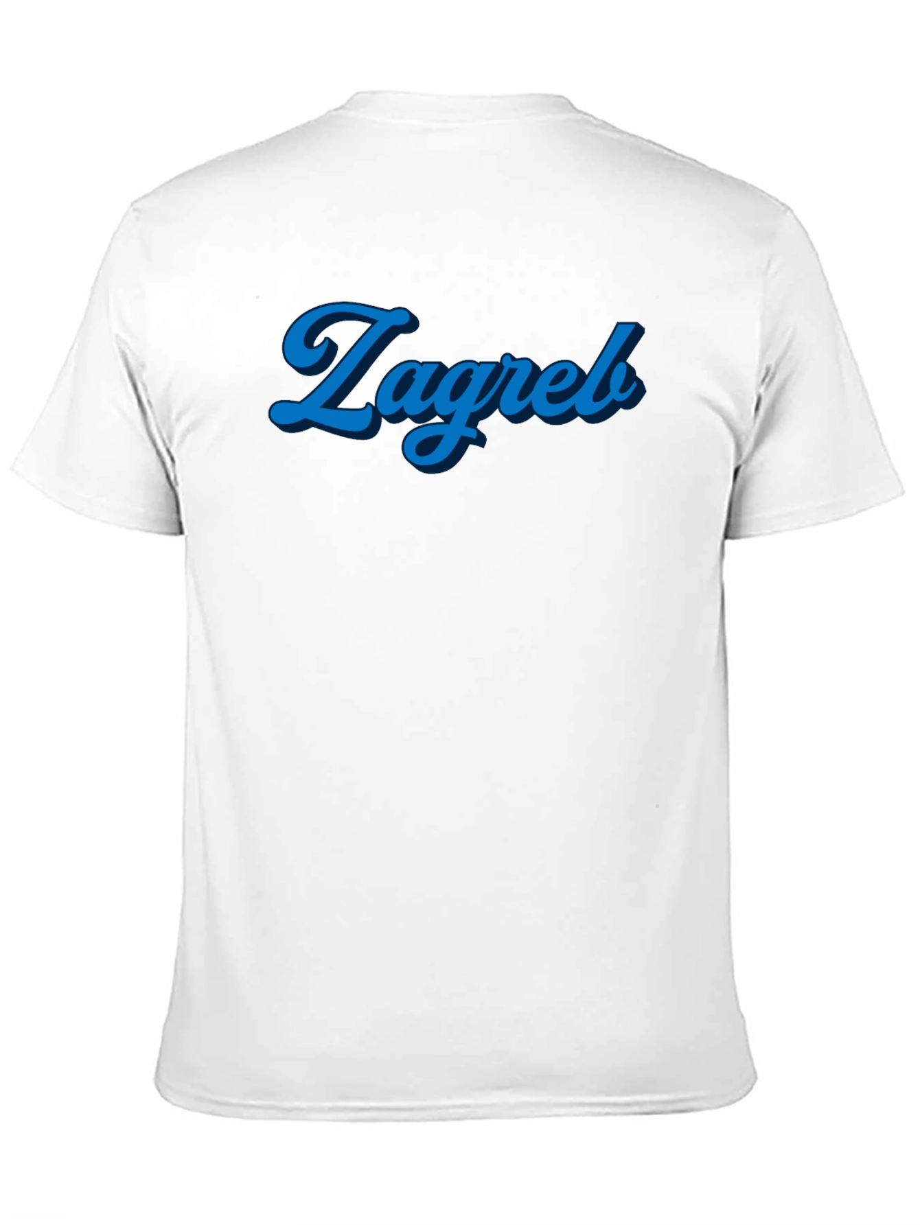 Zagreb Blue Script Graphic Black T-Shirt