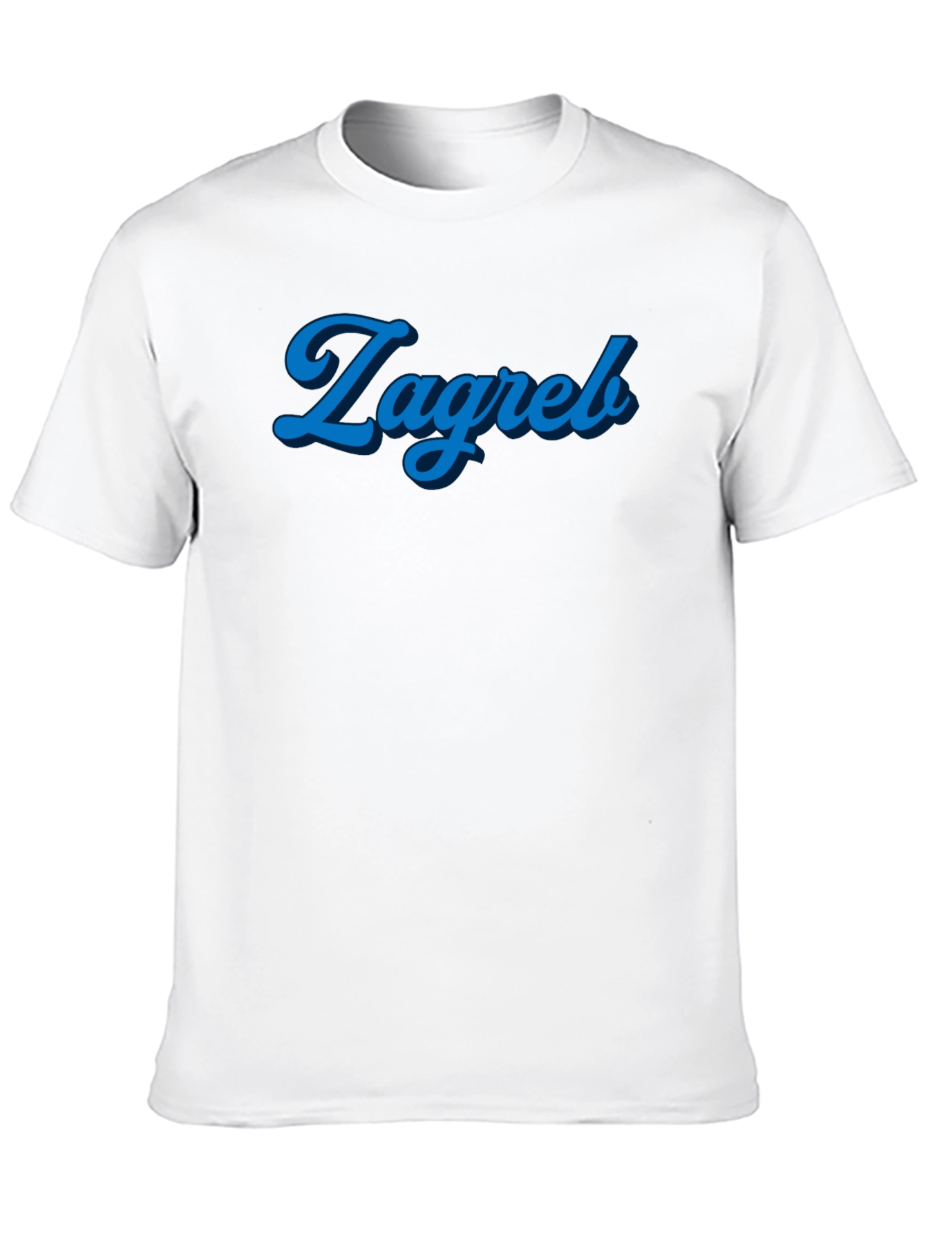 Zagreb Blue Script Graphic Black T-Shirt