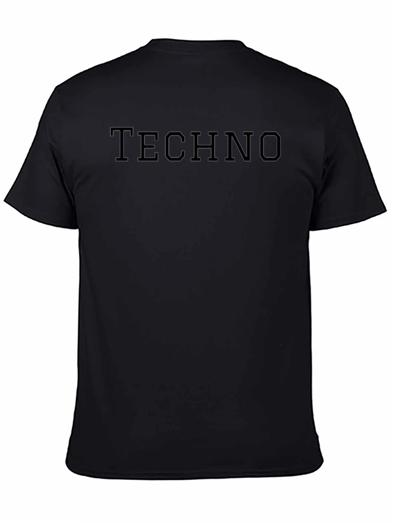 TECHNO Print Crew Neck Short Sleeve T-Shirt