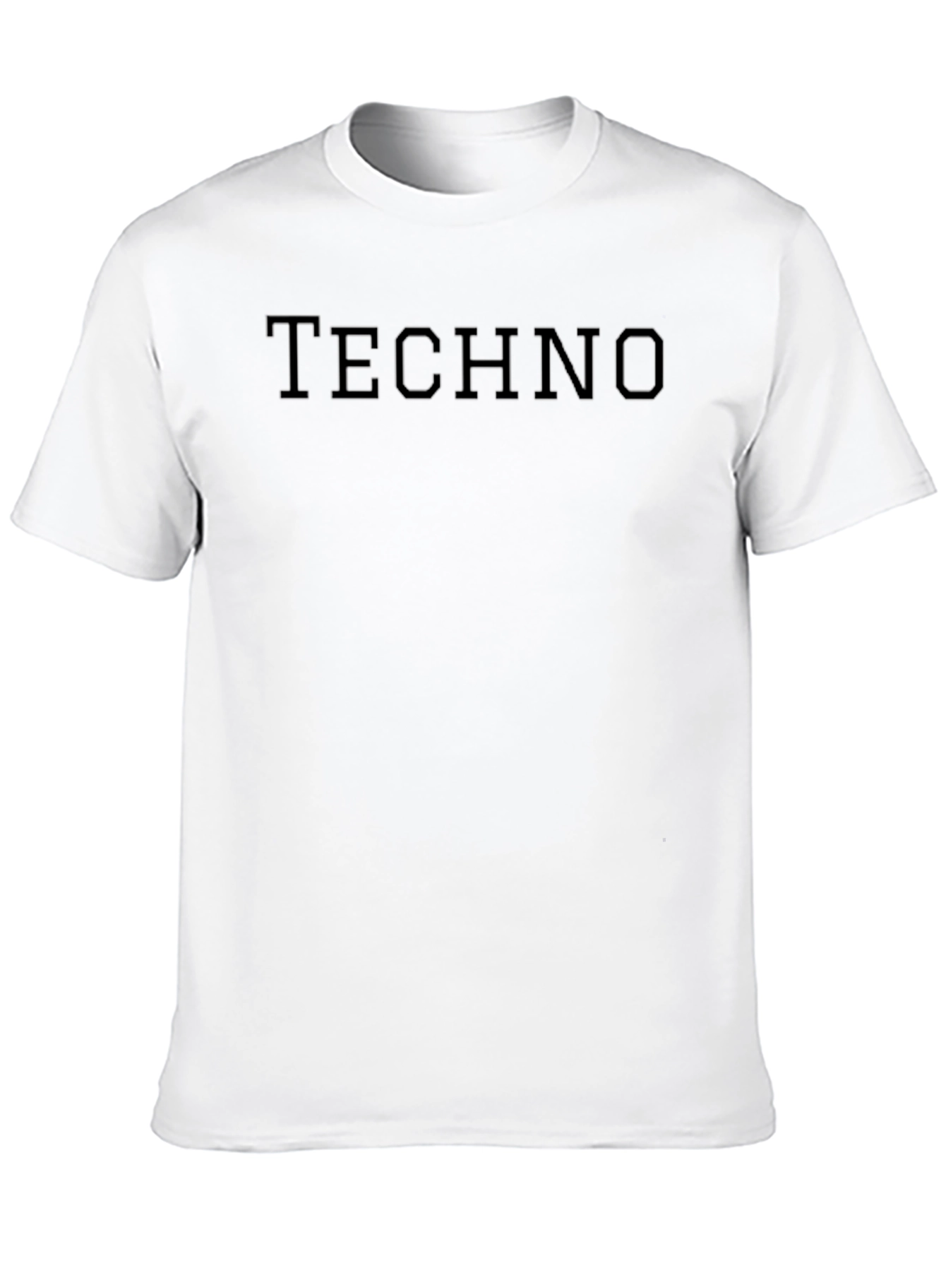 TECHNO Print Crew Neck Short Sleeve T-Shirt