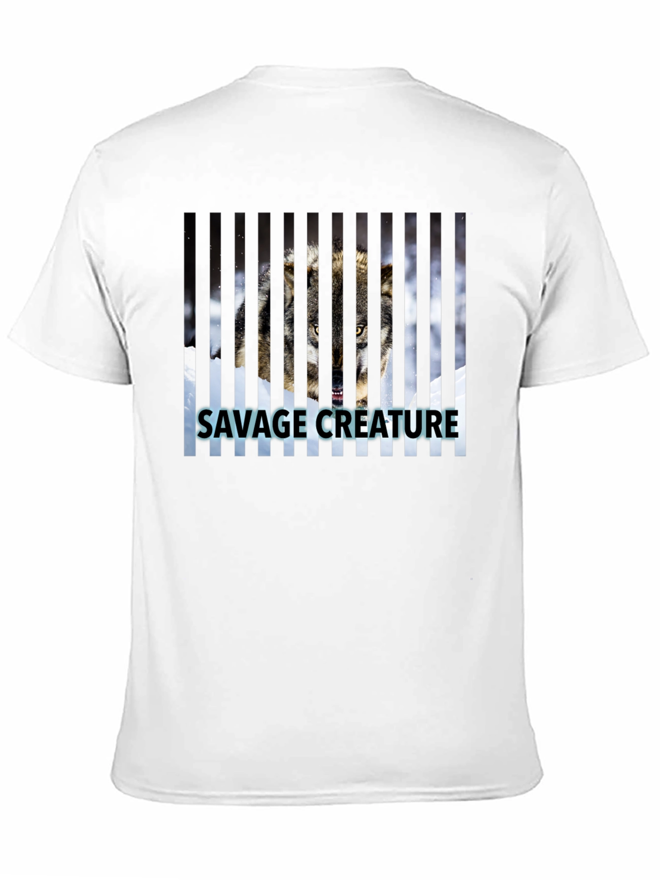 Savage Creature Wolf Graphic Print Black T-Shirt