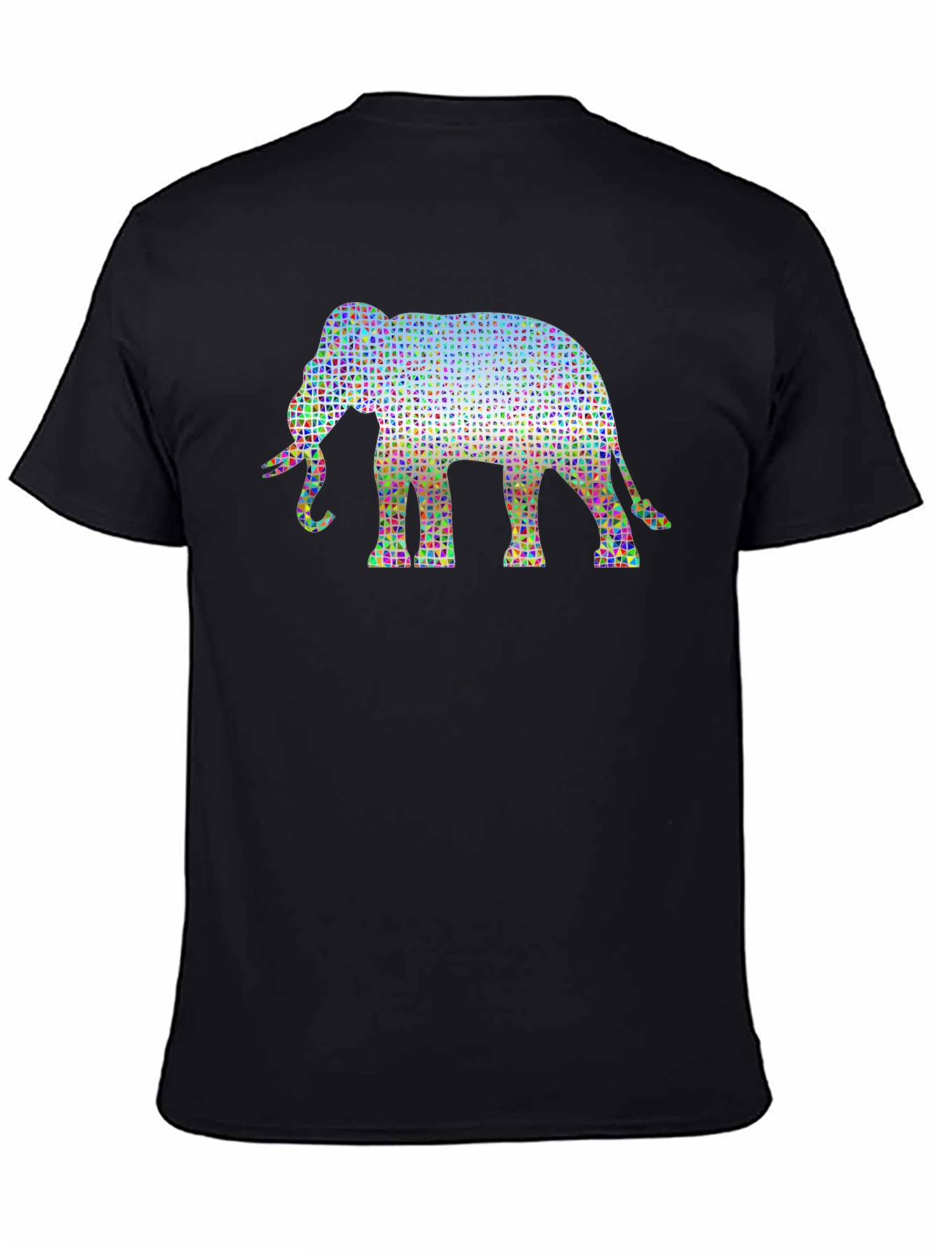 Geometric Elephant Print Black T-Shirt