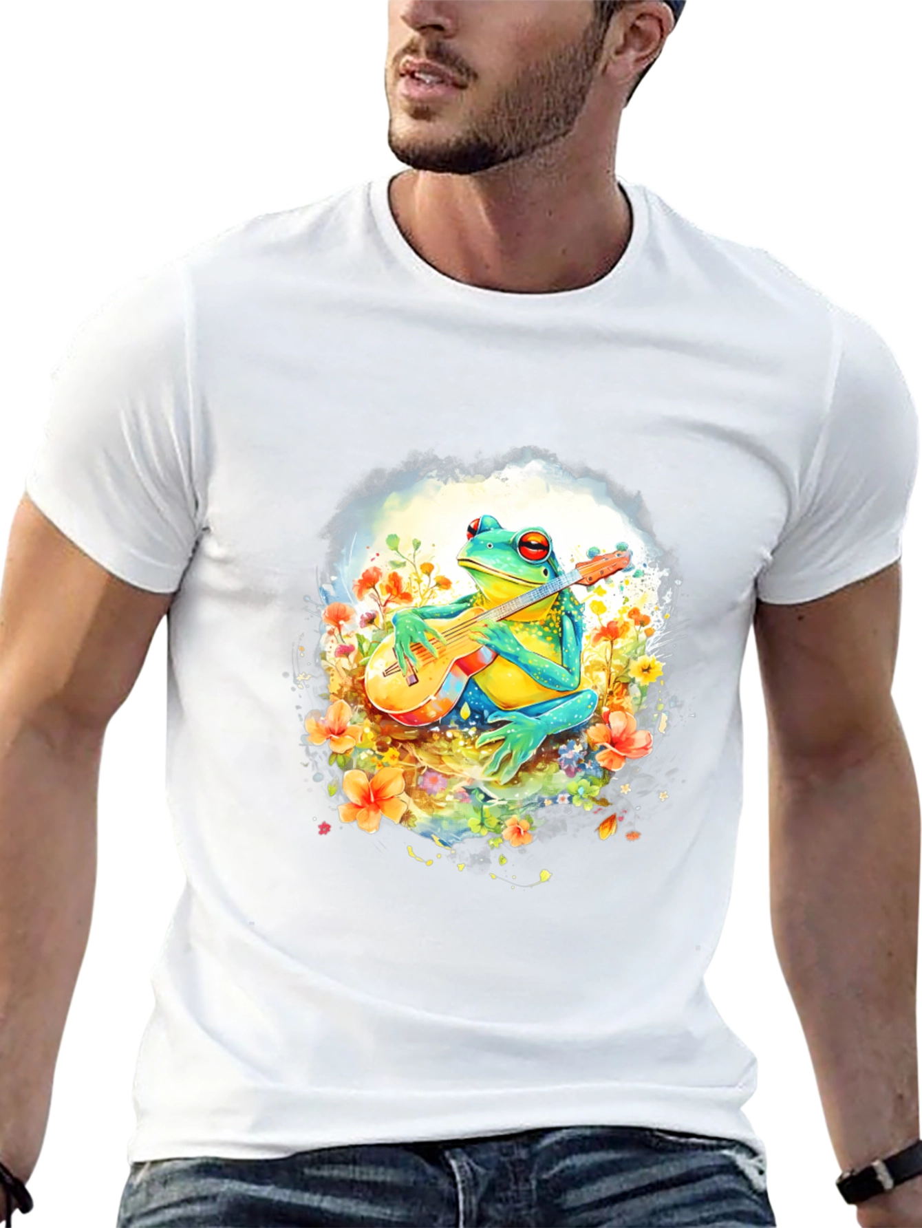 Frog Guitarist T-Shirt - Musical Amphibian Tee