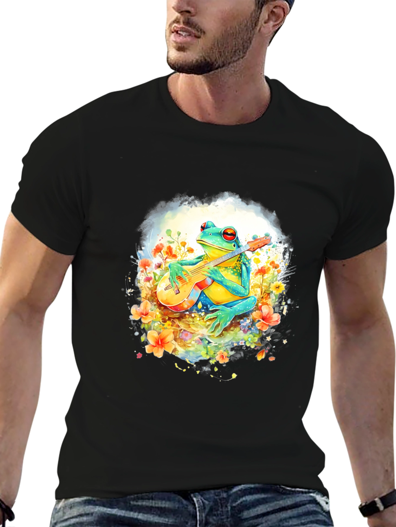 Frog Guitarist T-Shirt - Musical Amphibian Tee