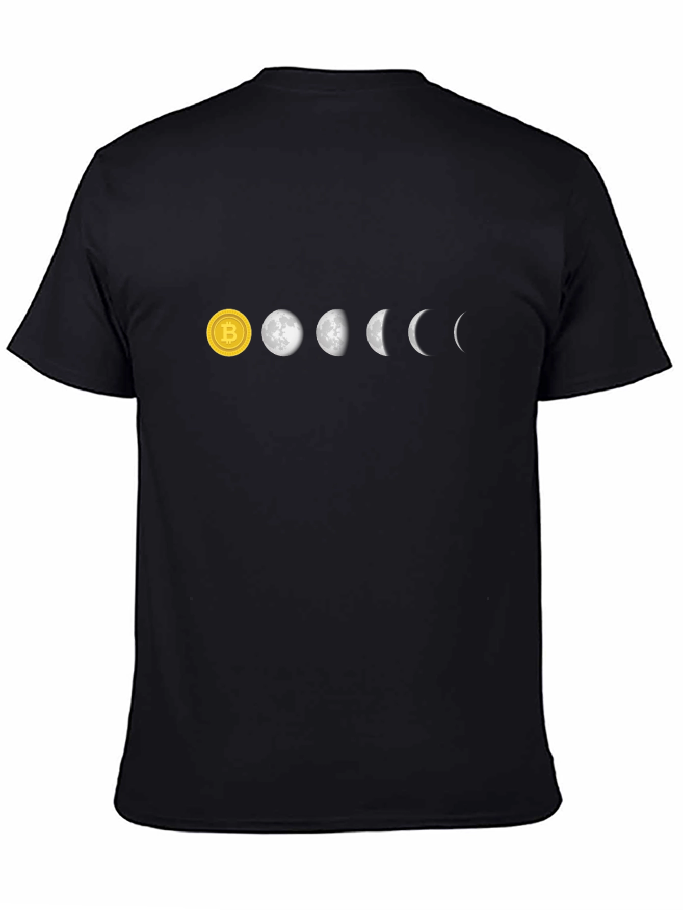 Bitcoin to Moon Phases Black T-Shirt