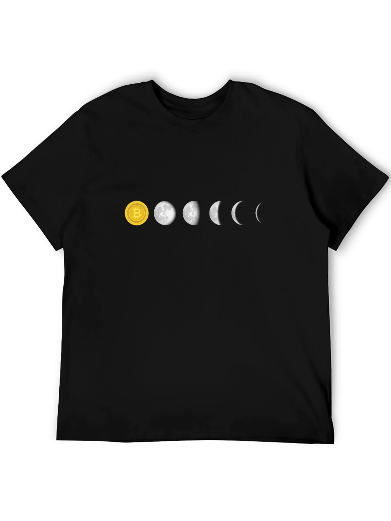 Bitcoin to Moon Phases Black T-Shirt