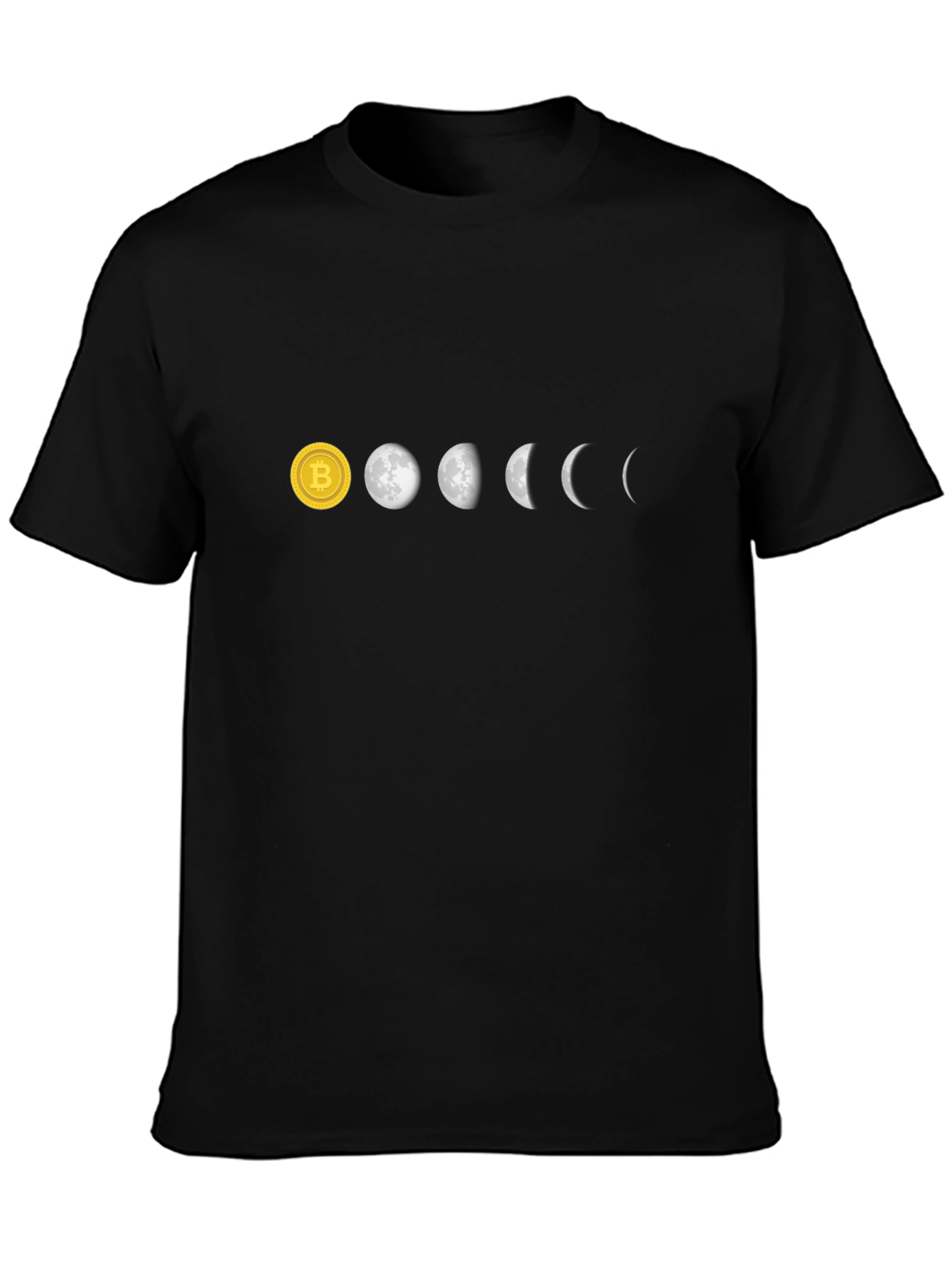 Bitcoin to Moon Phases Black T-Shirt