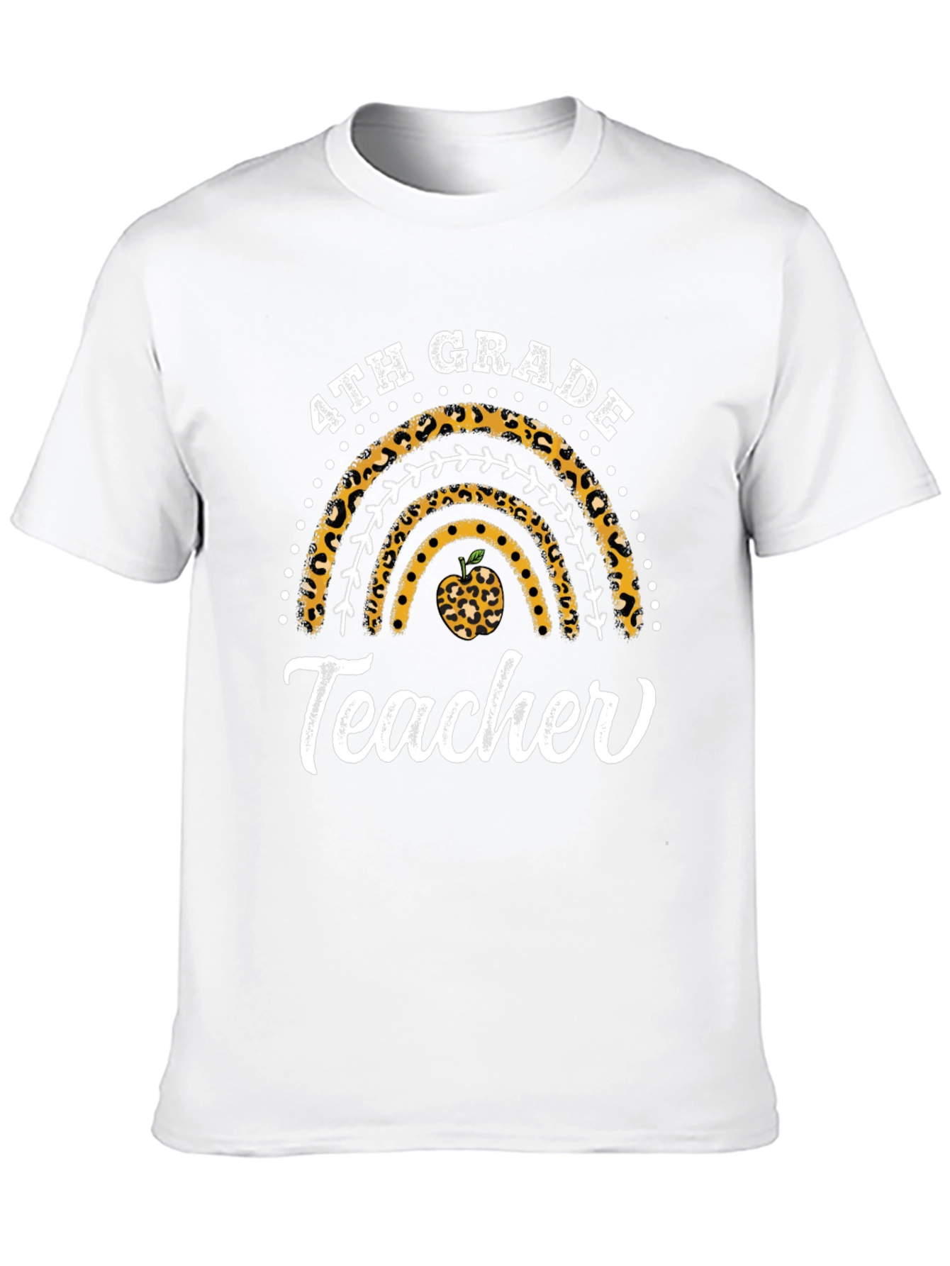 4th Grade Teacher Leopard Rainbow T-Shirt