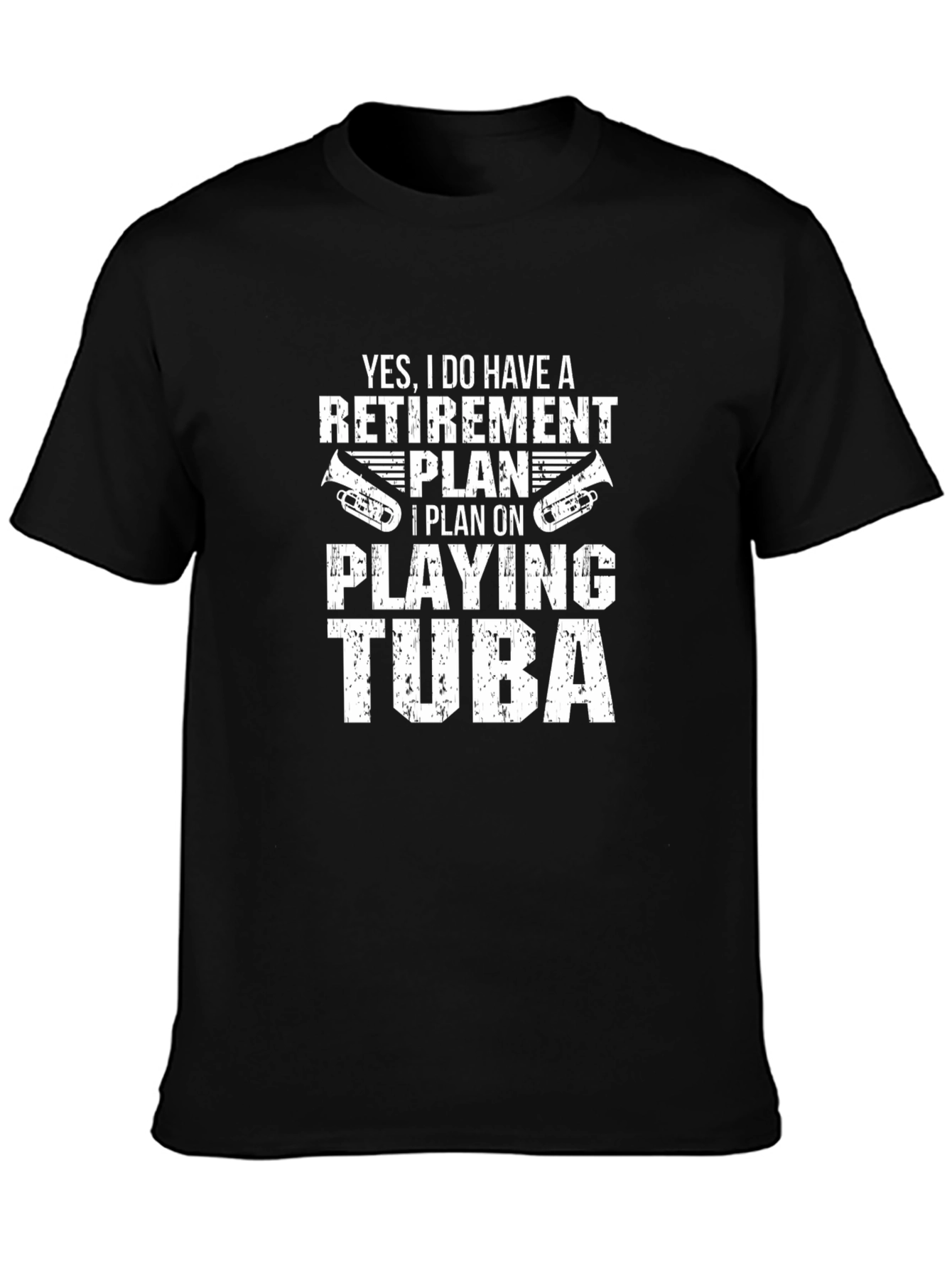 Retirement Plan Tuba Player Graphic Tee - Black