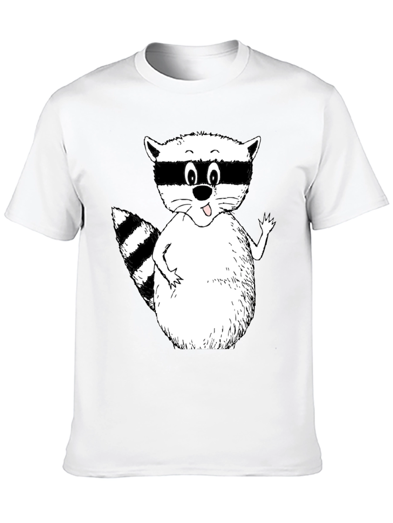Cartoon Raccoon Black T-Shirt