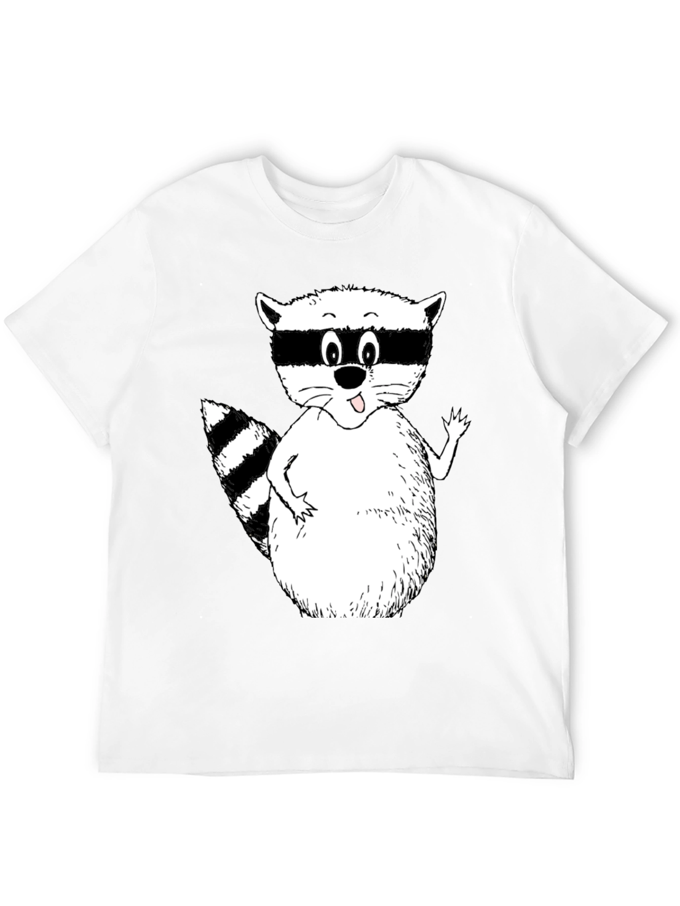 Cartoon Raccoon Black T-Shirt