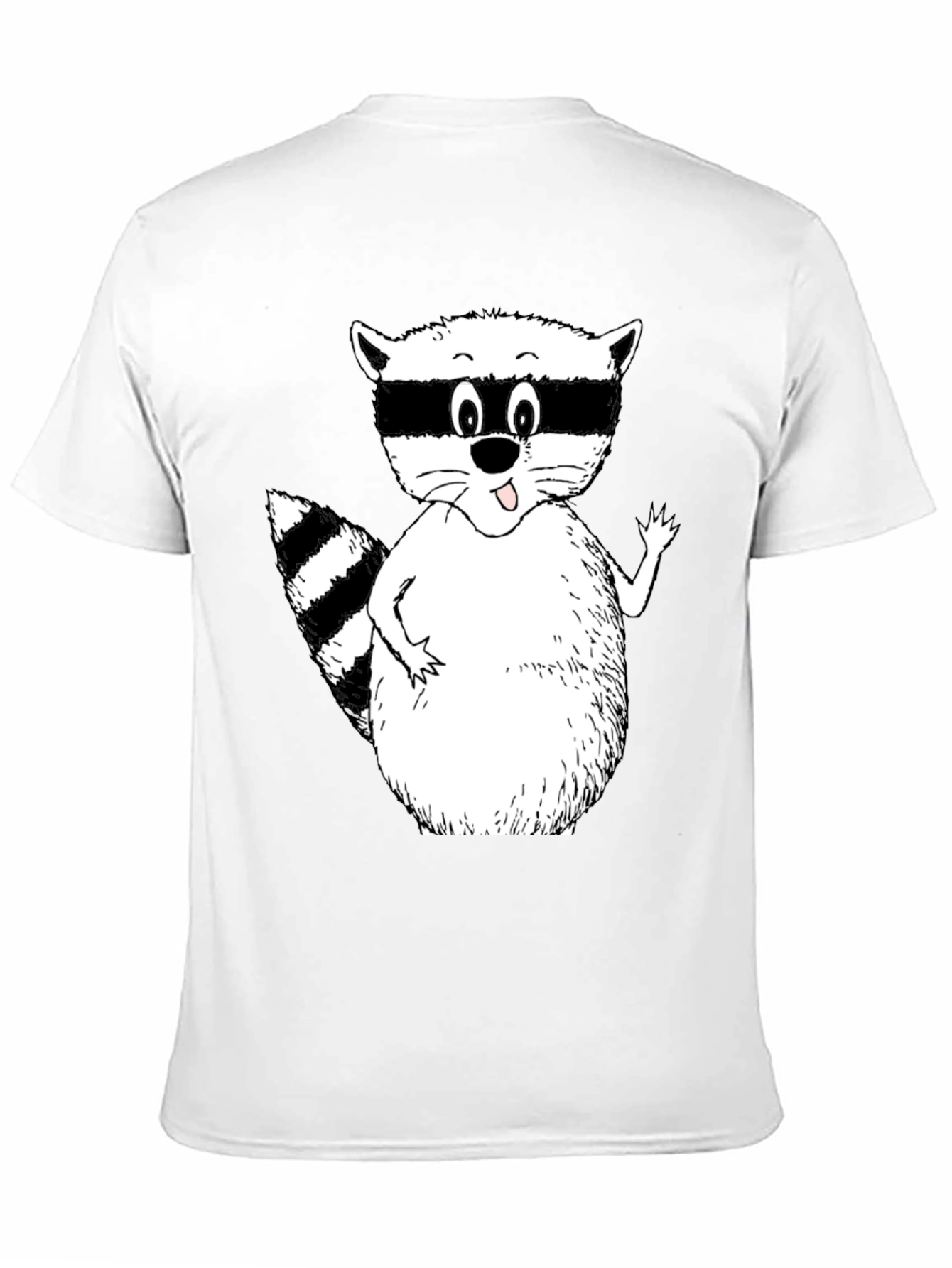 Cartoon Raccoon Black T-Shirt