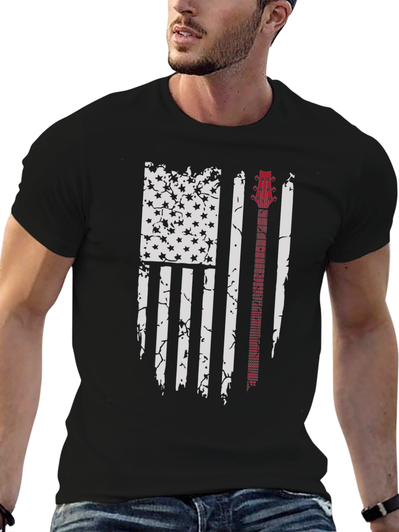 Guitar Flag Distressed Graphic Tee