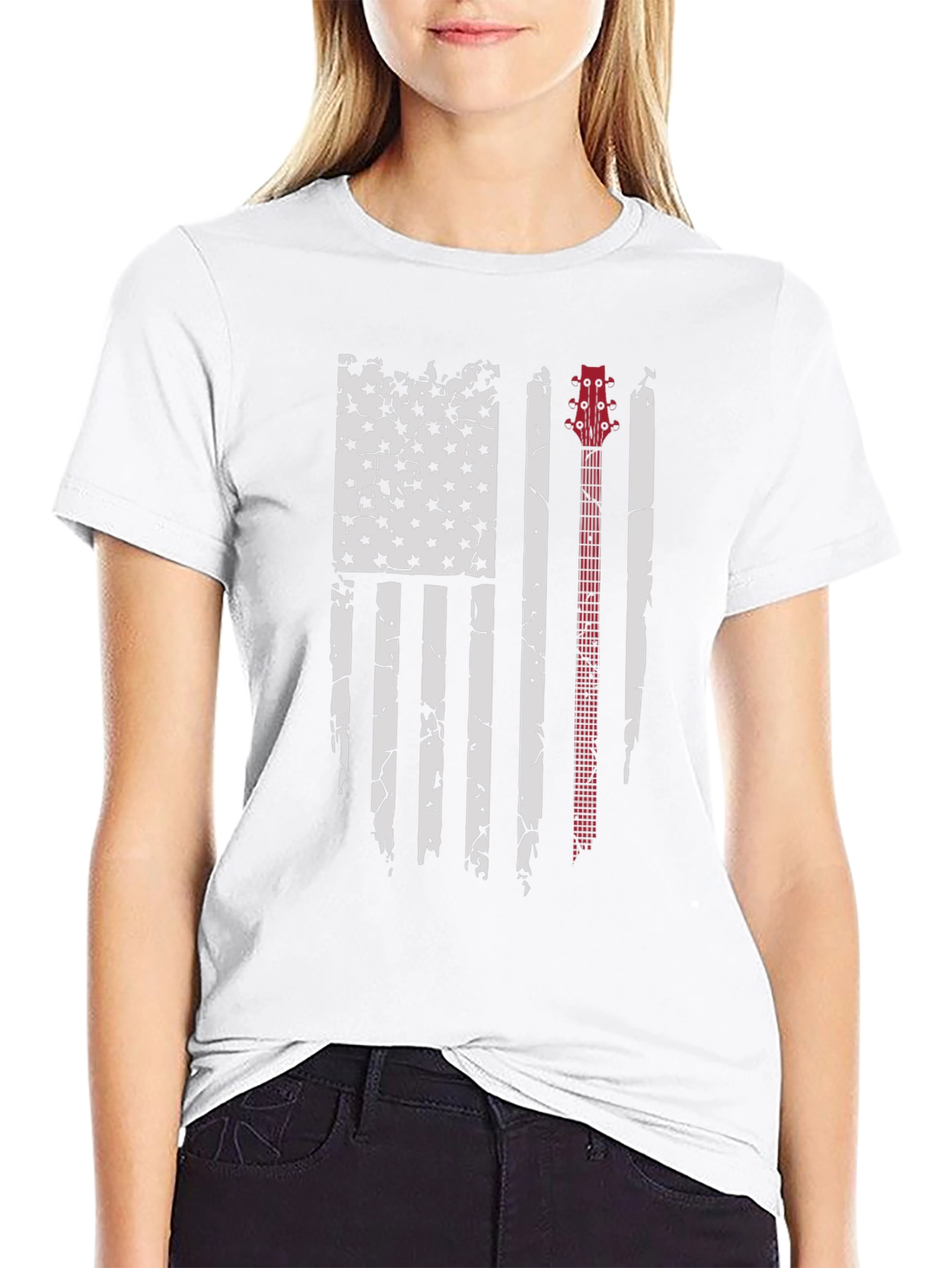 Guitar Flag Distressed Graphic Tee