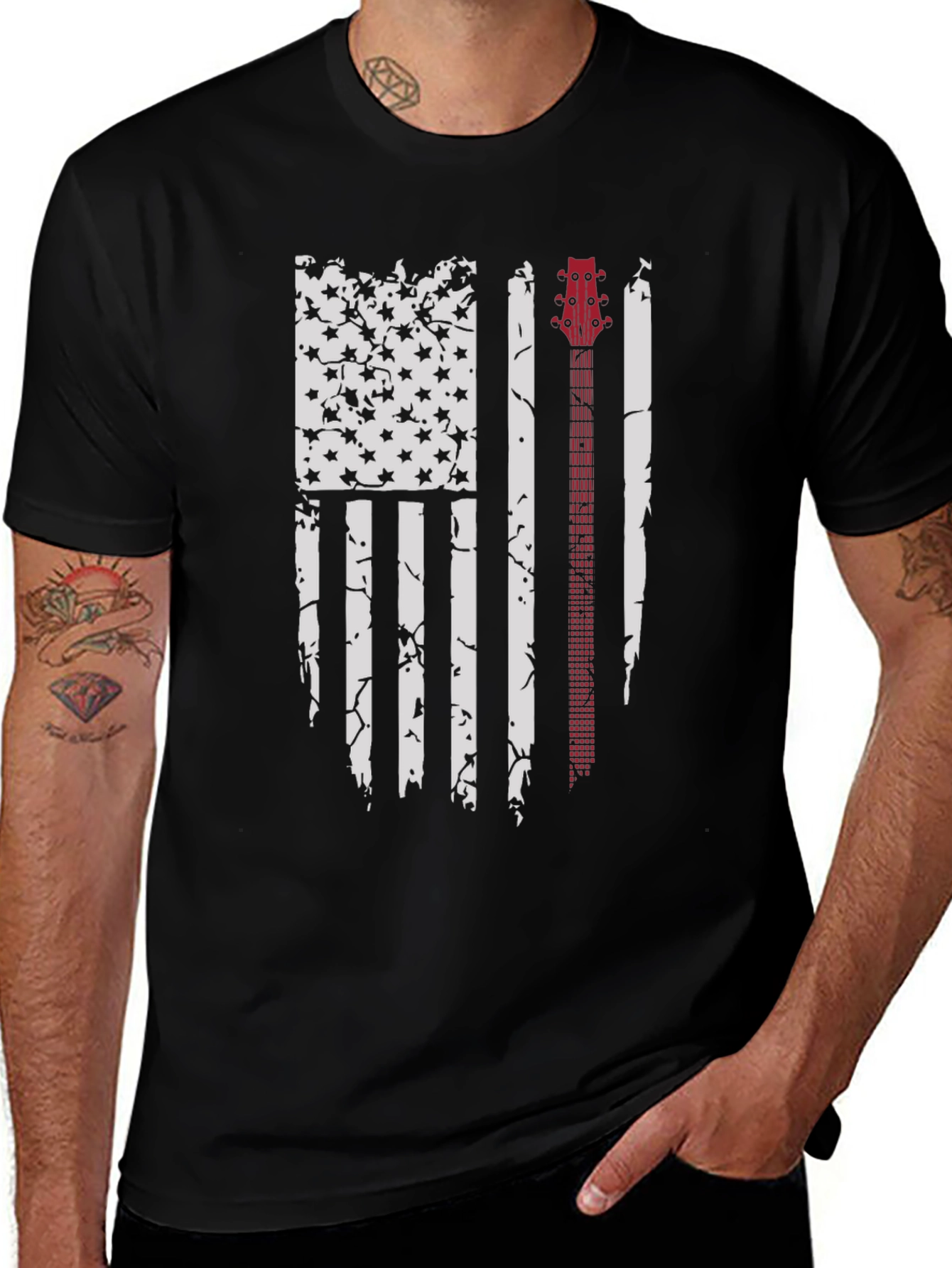 Guitar Flag Distressed Graphic Tee
