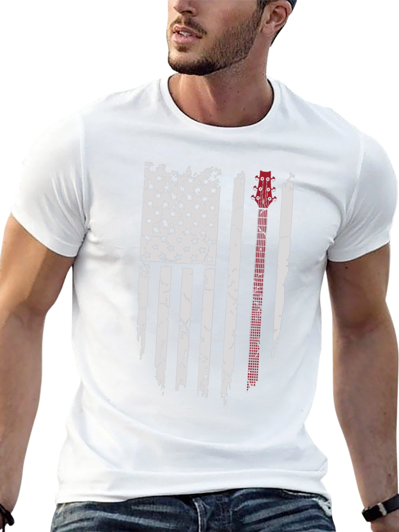 Guitar Flag Distressed Graphic Tee