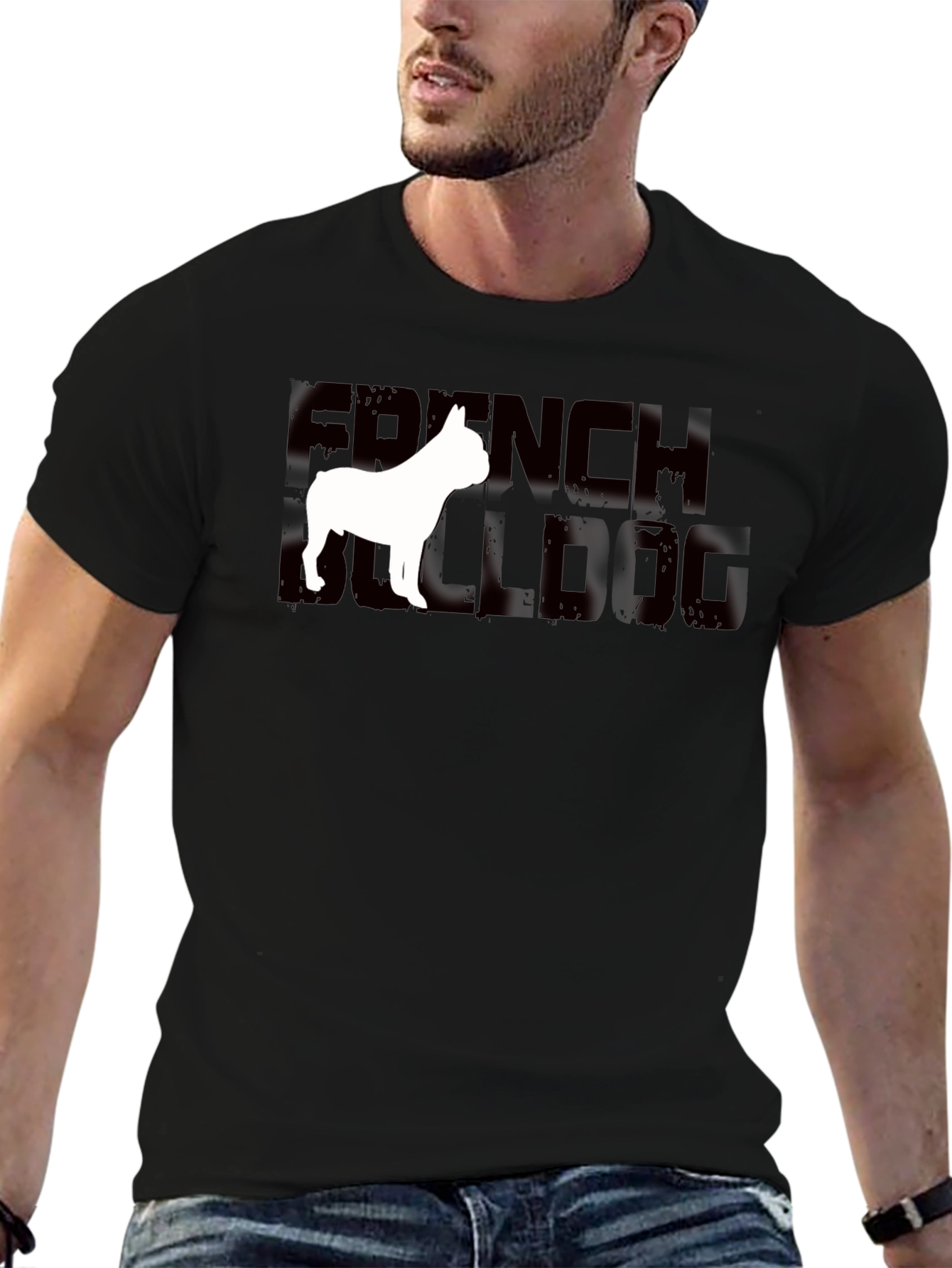 French Bulldog Graphic Tee - Unisex Black Cotton T-Shirt