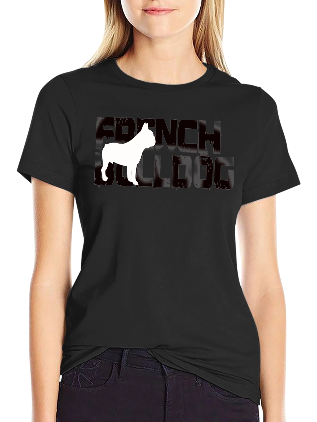 French Bulldog Graphic Tee - Unisex Black Cotton T-Shirt