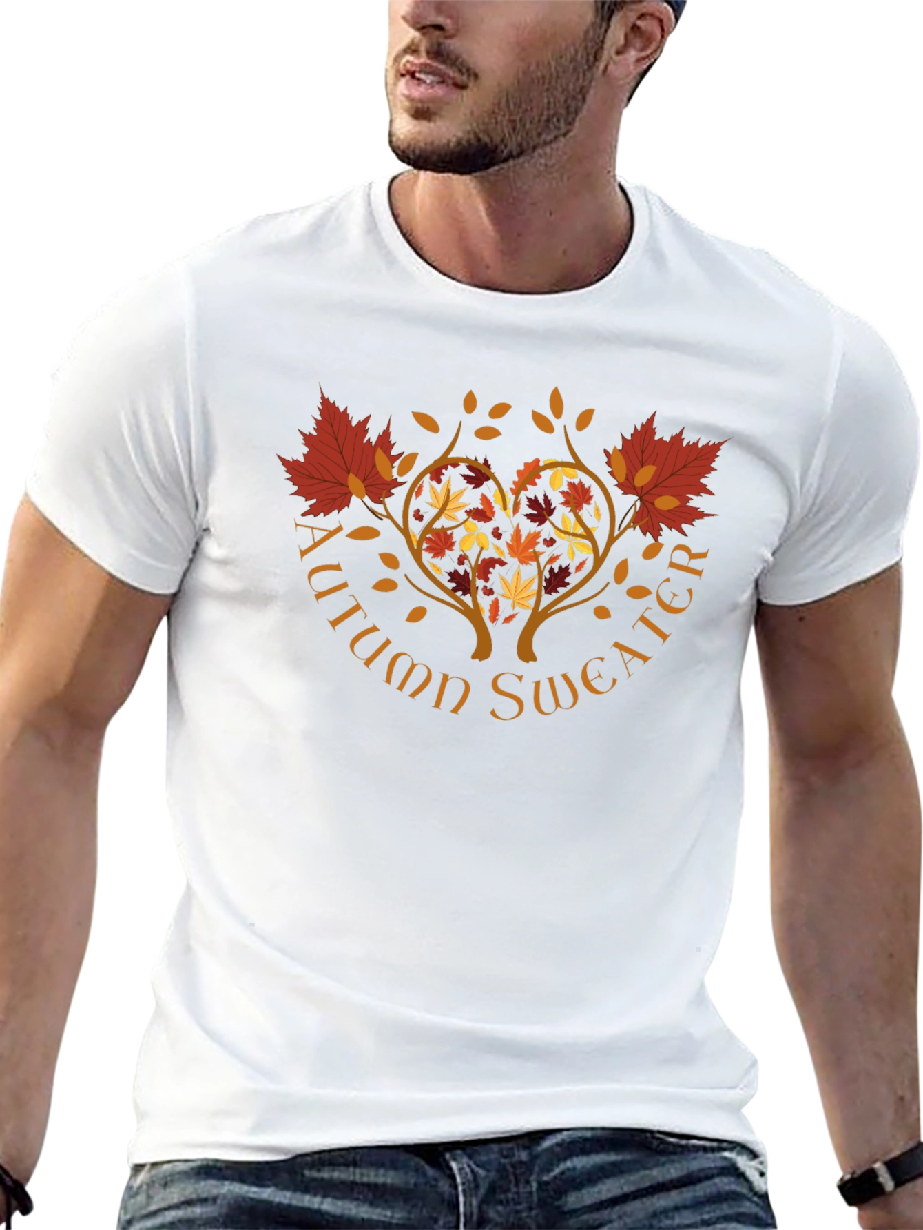 Autumn Sweater T-Shirt - Heart Tree Fall Design