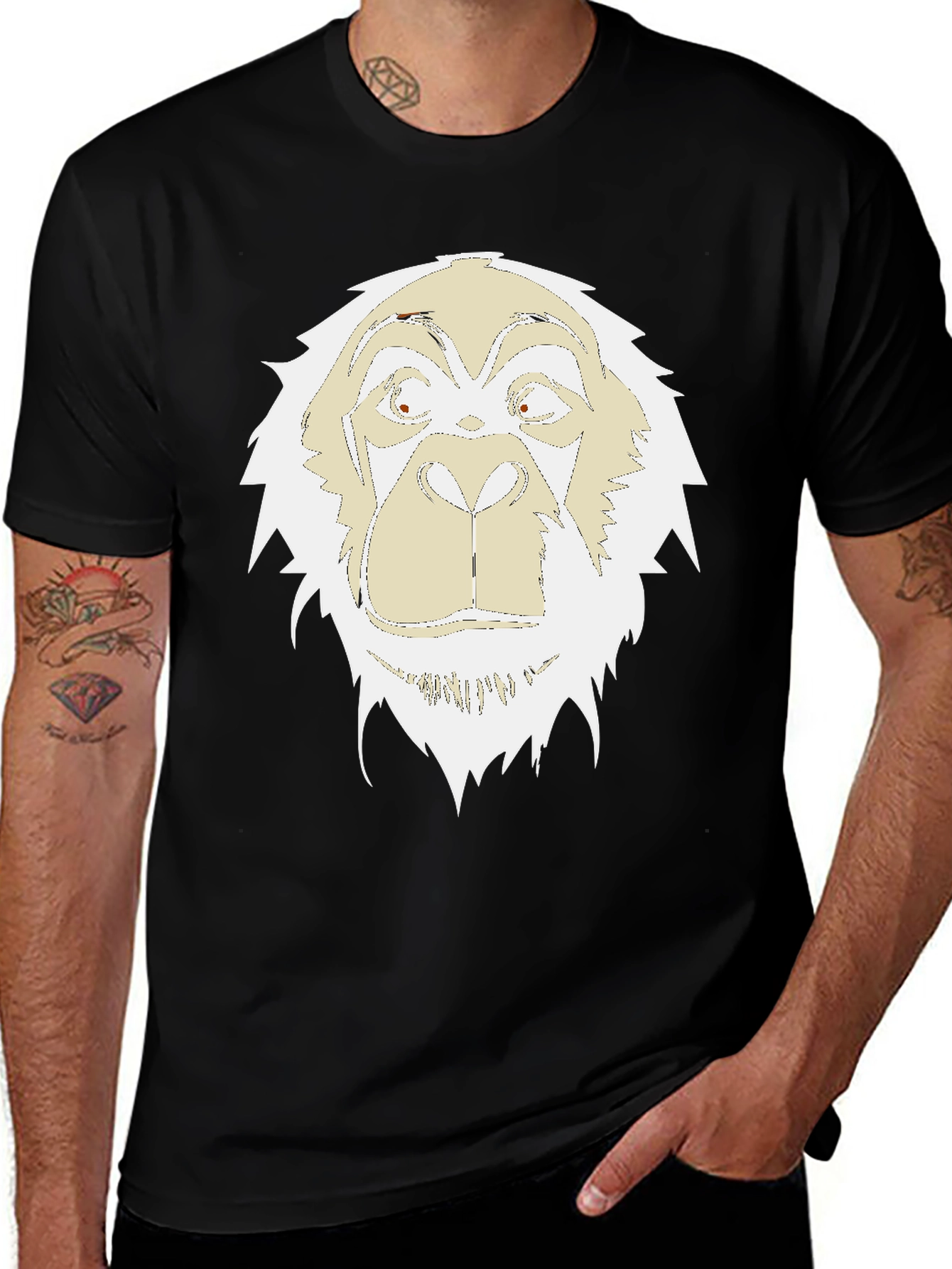 Unique Gorilla Graphic Print Black T-Shirt