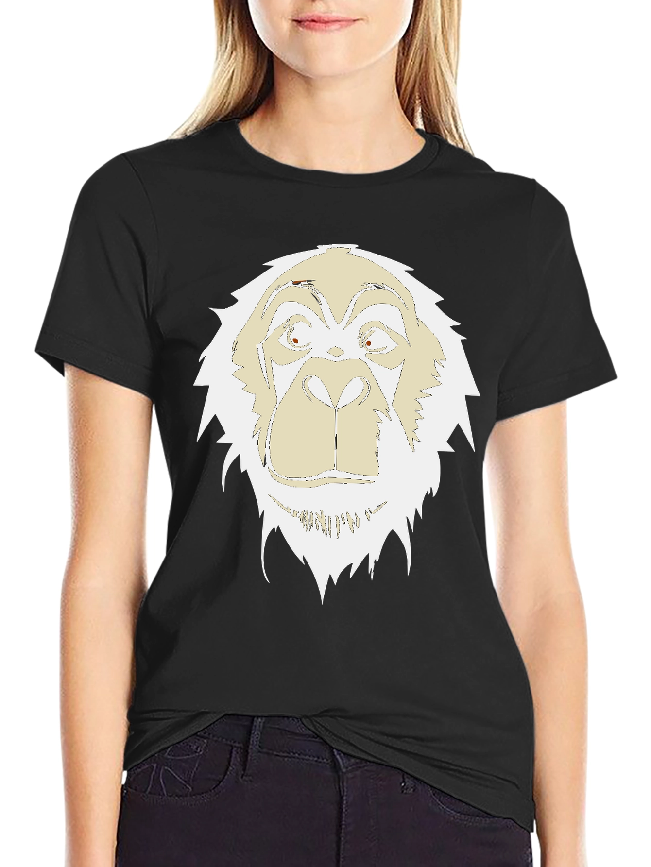 Unique Gorilla Graphic Print Black T-Shirt