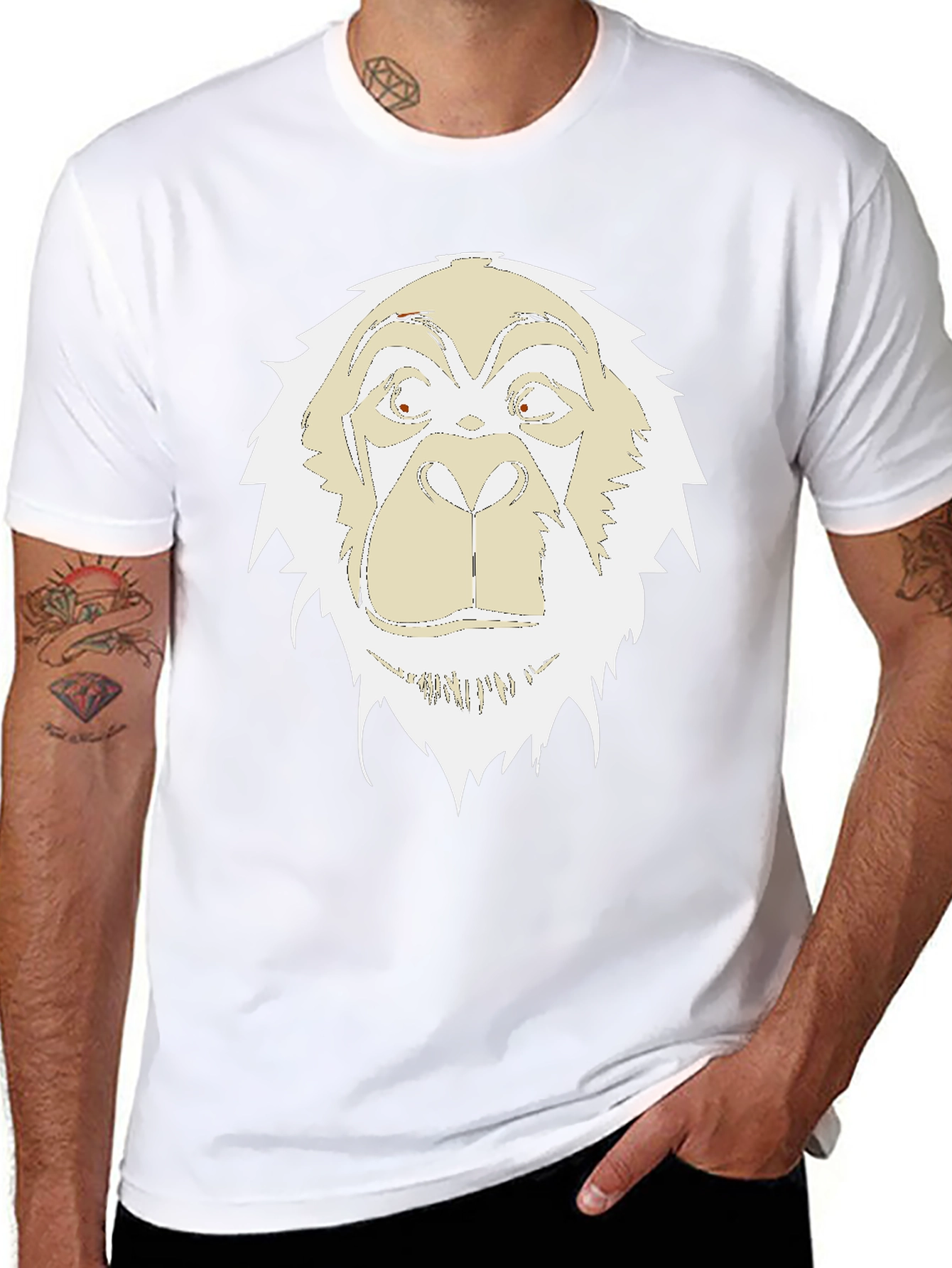 Unique Gorilla Graphic Print Black T-Shirt
