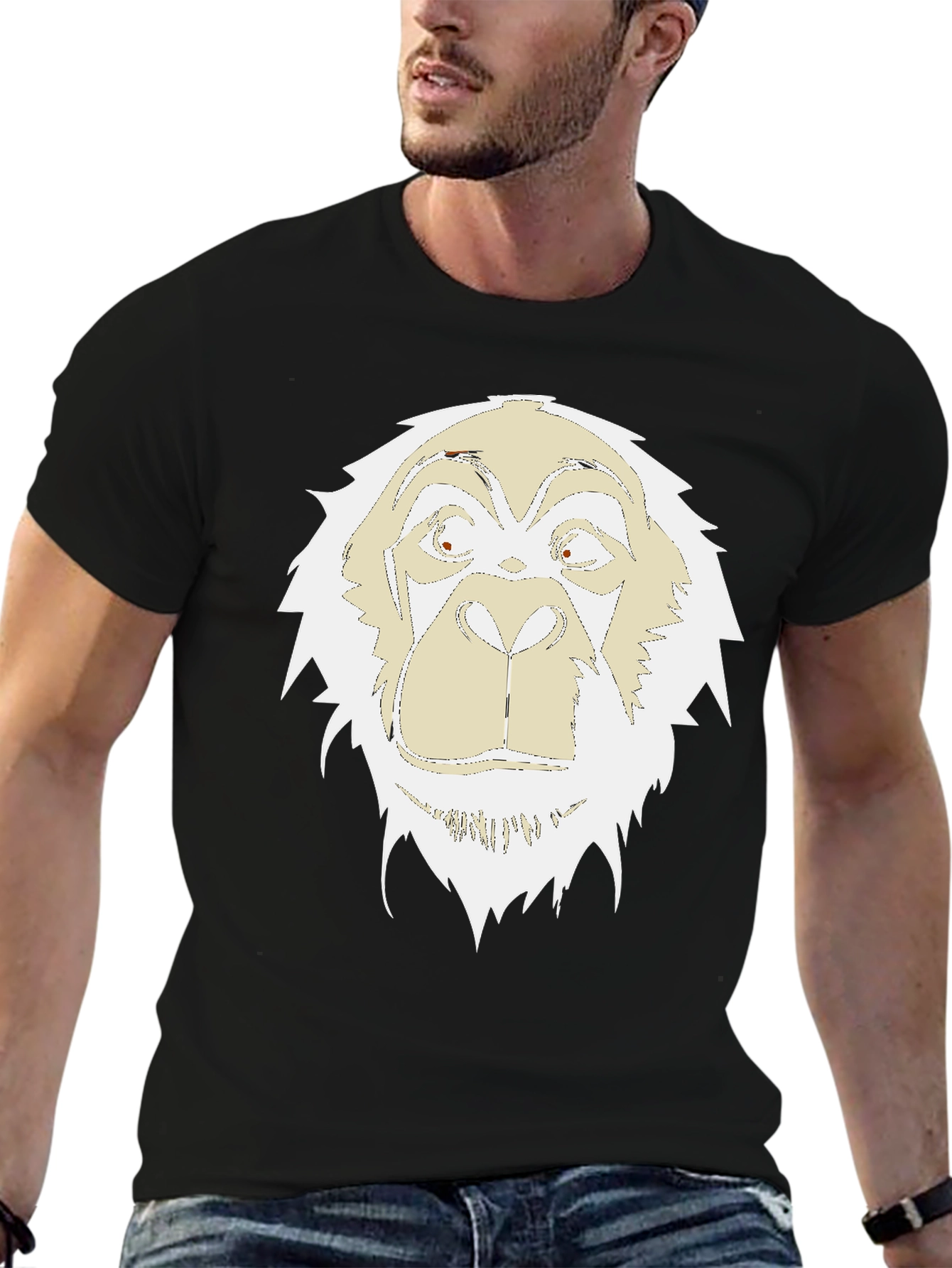 Unique Gorilla Graphic Print Black T-Shirt