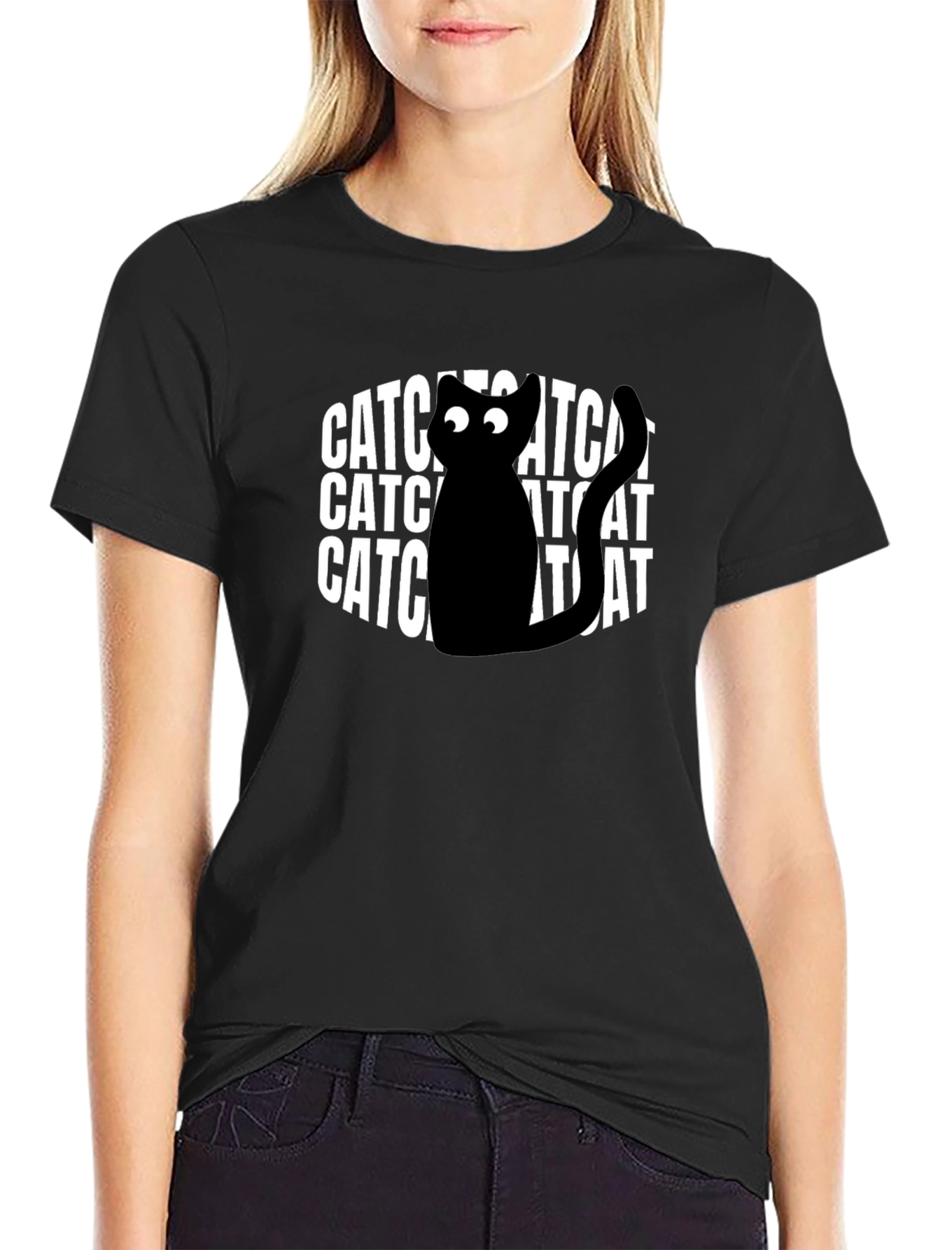 Catchat Black Graphic T-Shirt