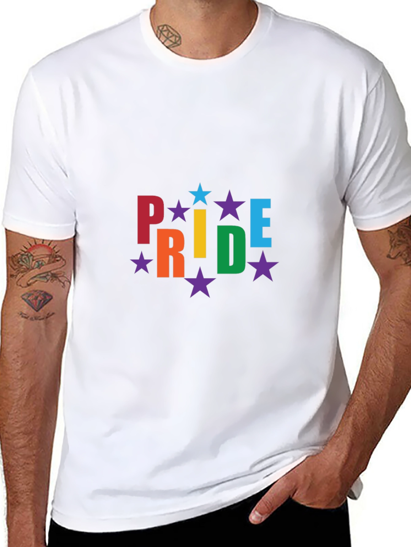 Pride Rainbow Star Black T-Shirt