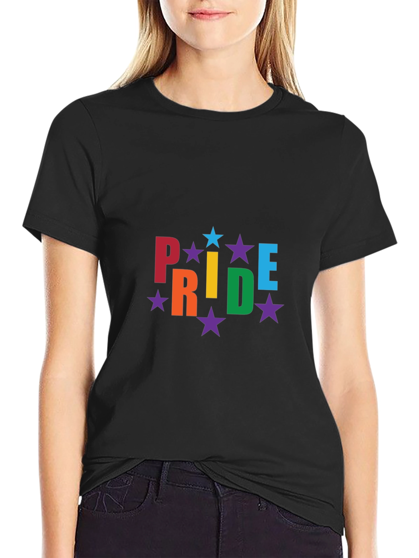 Pride Rainbow Star Black T-Shirt