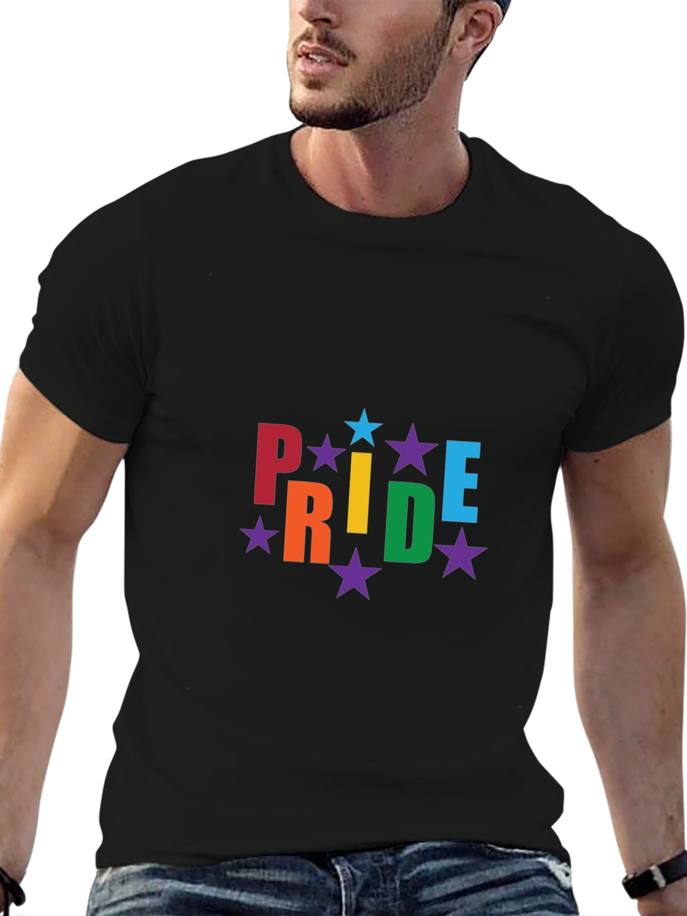 Pride Rainbow Star Black T-Shirt