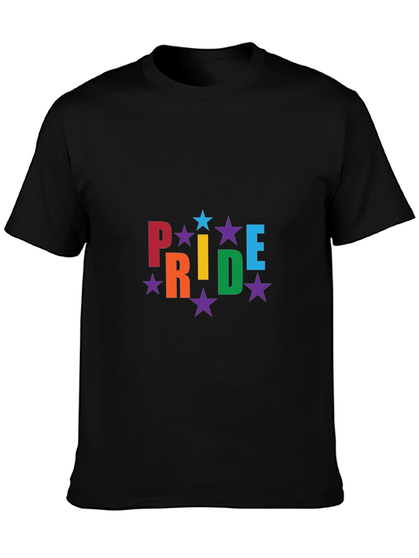 Pride Rainbow Star Black T-Shirt