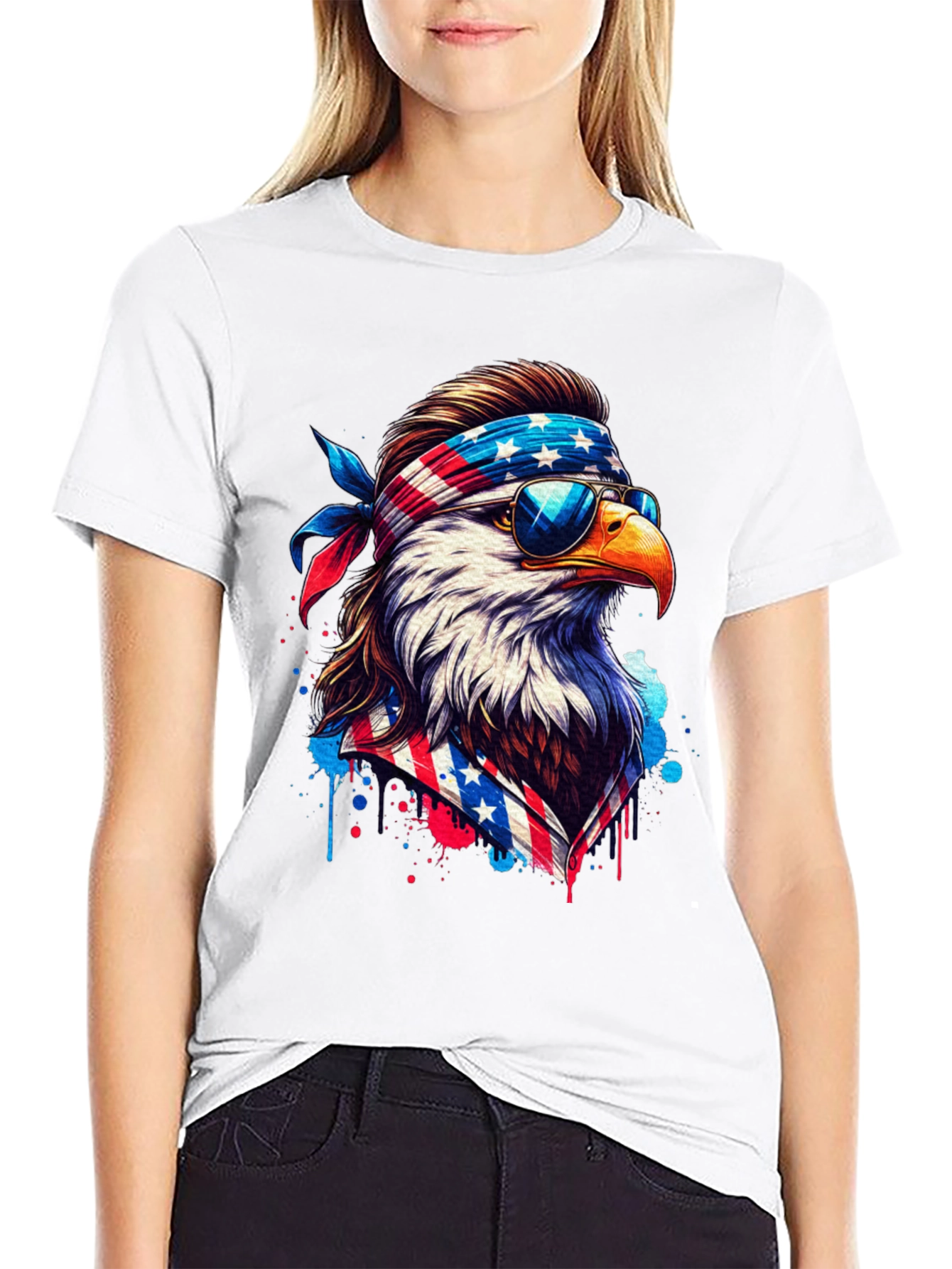 Patriotic Eagle T-Shirt - American Flag Design