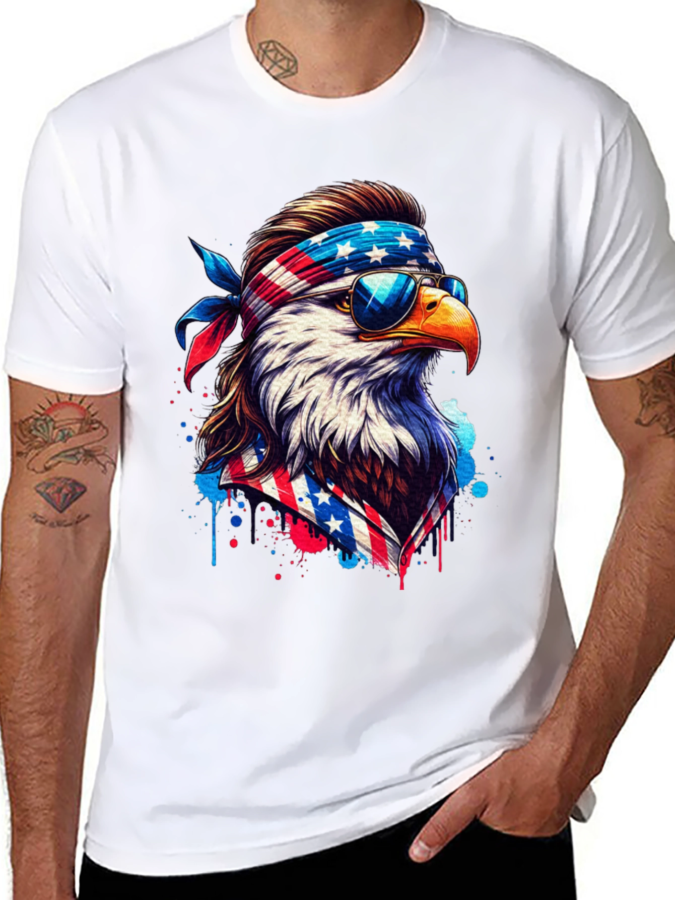 Patriotic Eagle T-Shirt - American Flag Design