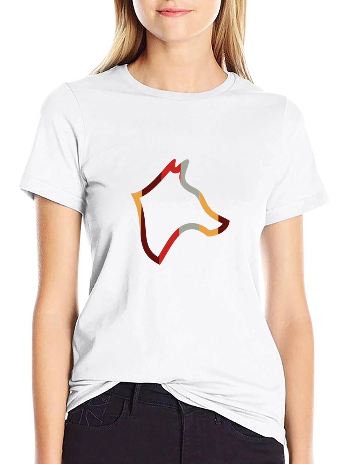 Abstract Wolf Head Graphic Tee - Modern Mens T-Shirt