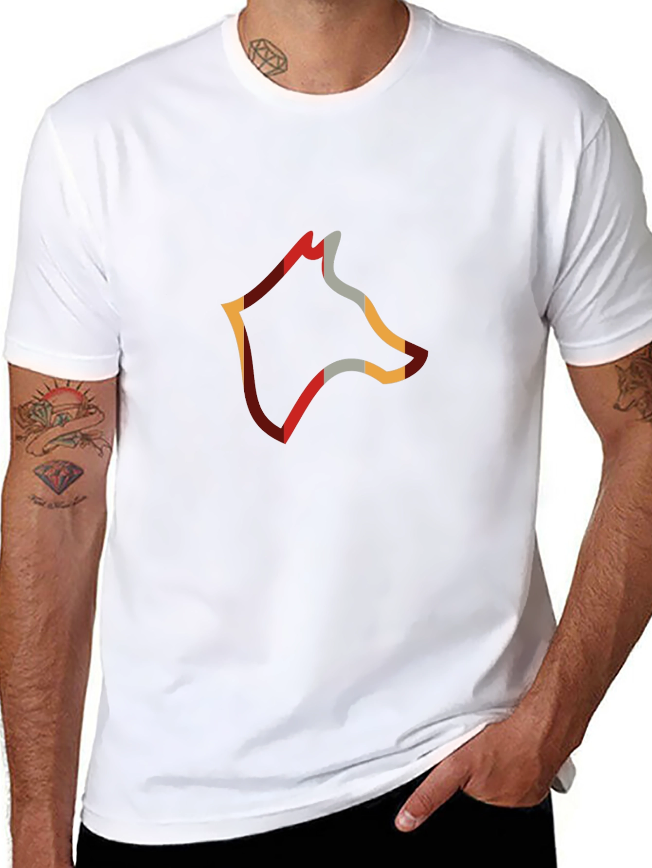 Abstract Wolf Head Graphic Tee - Modern Mens T-Shirt