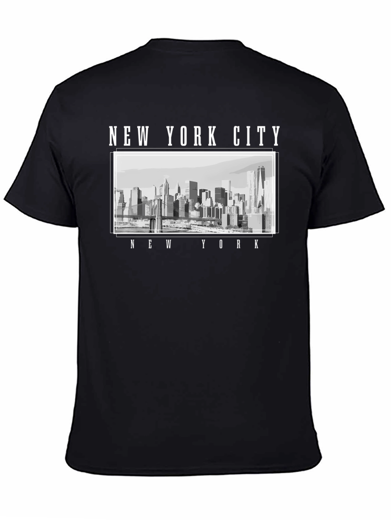 New York City Skyline Graphic T-Shirt - Black